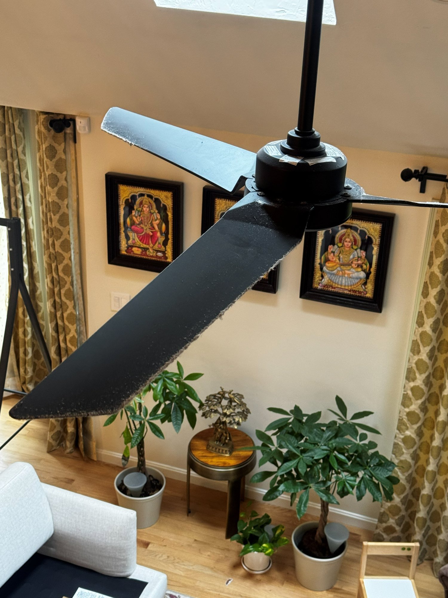 Ceiling fan before house cleaning in Framingham, MA