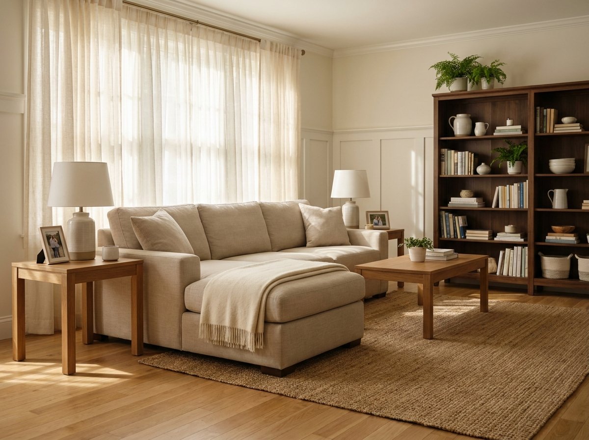 A tidy, freshly cleaned family living room in MetroWest MA